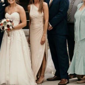 Calvin Klein Metallic Gold One Shoulder Gown